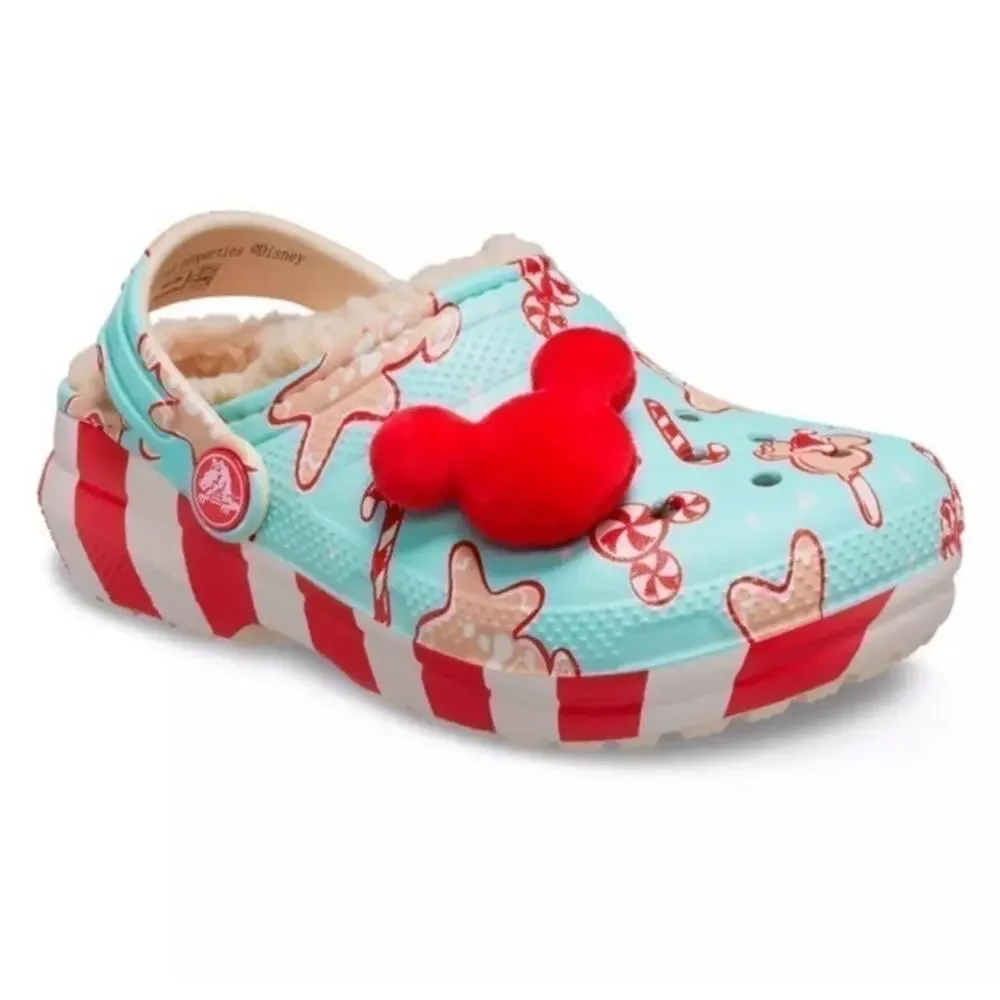 NWT❤️Disney x Crocs Kids Christmas Holiday Treats Fleece lined toddler shoes c12
